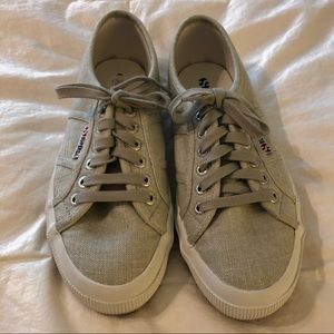 SUPERGA Cotu Classic Sand Linen Sneakers Size 8.5